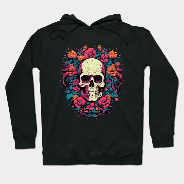 skull and flowers Hoodie by Mailson